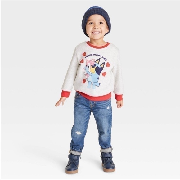 BLUEY Long Sleeve Pullover Sweatshirt Hearts Toddler Boy Girl Valentine’ Day 2T - Picture 3 of 10
